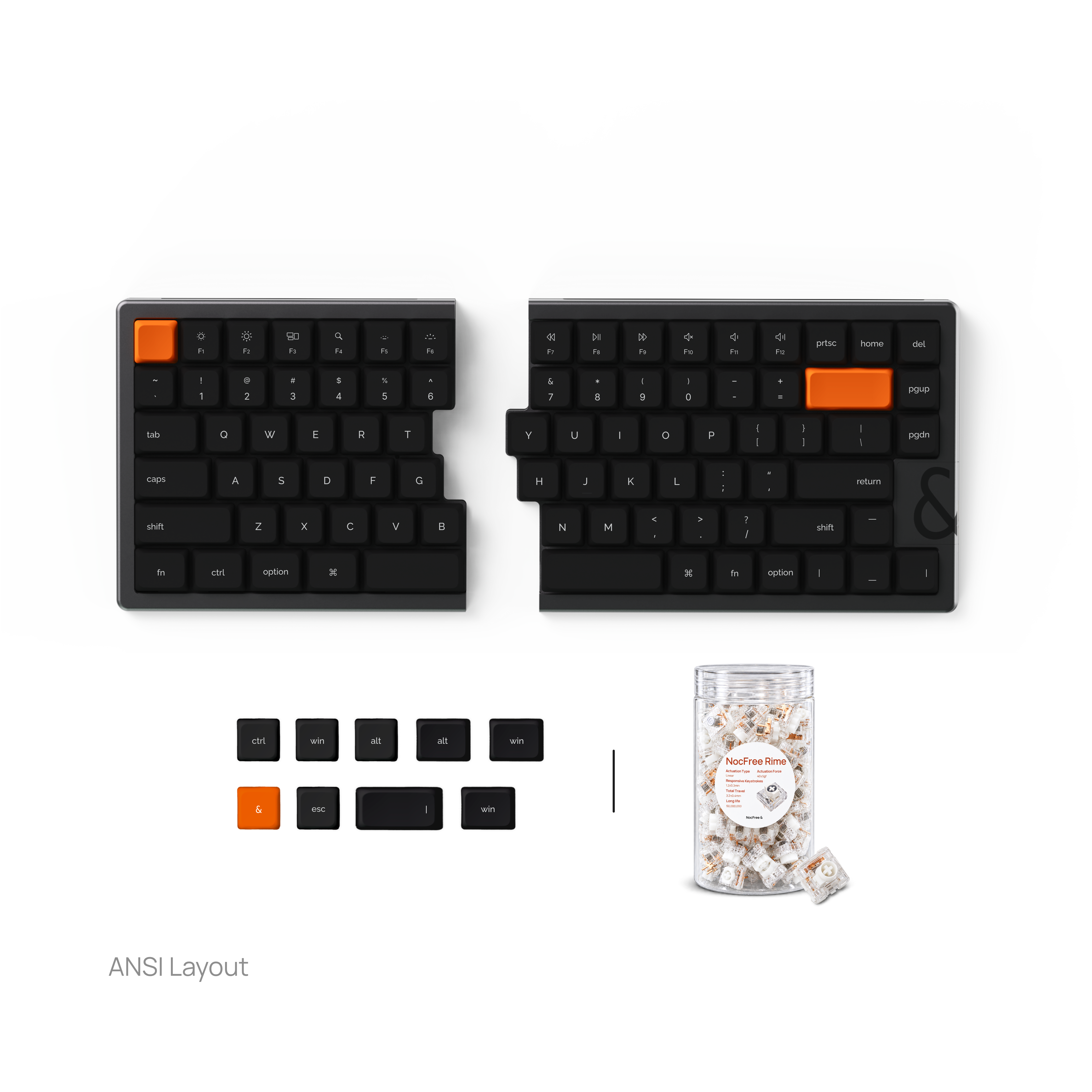 NocFree & Split Ergonomic Mechanical Keyboard – Wireless Bluetooth Keyboard (Pre-Order)