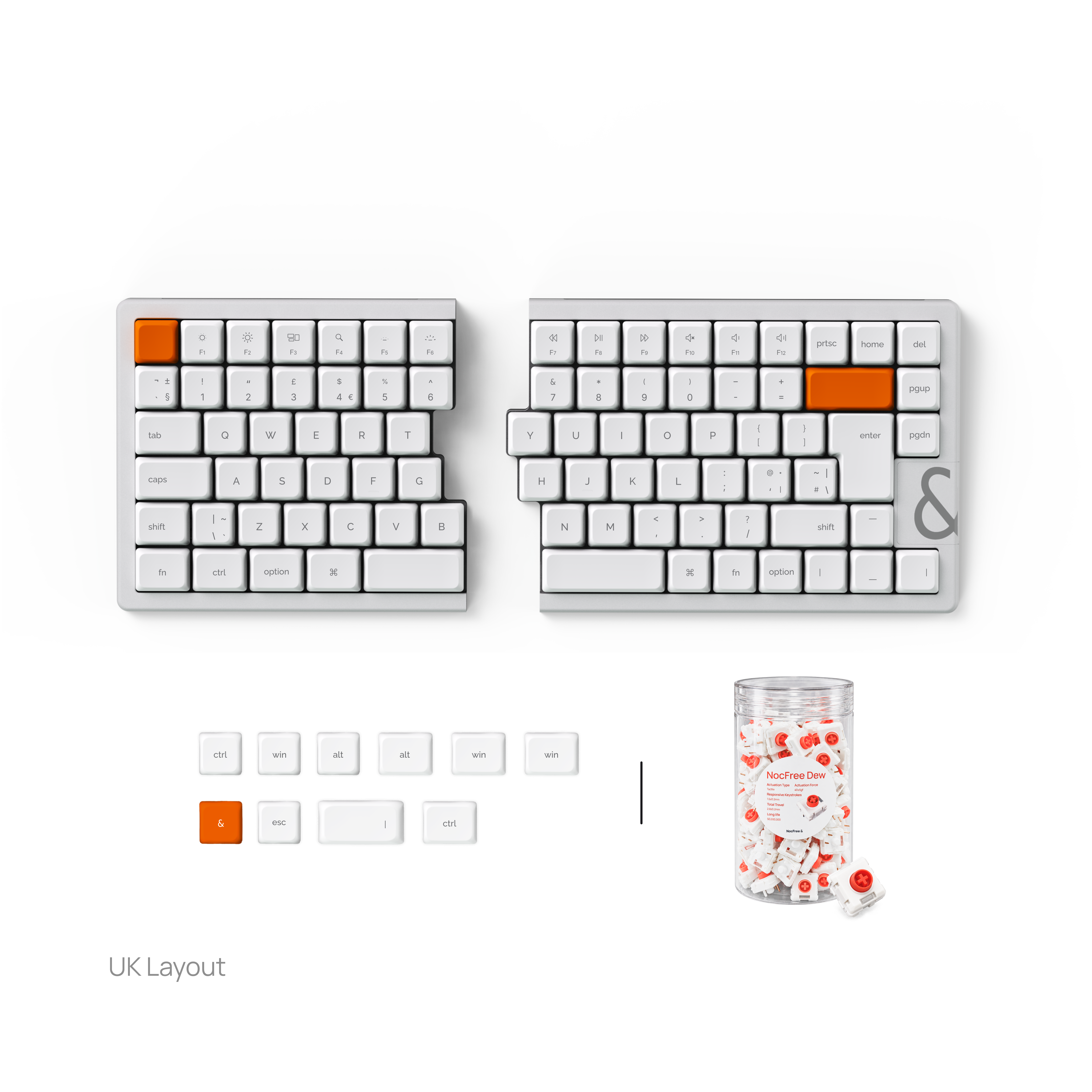 NocFree & Split Ergonomic Mechanical Keyboard – Wireless Bluetooth Keyboard (Pre-Order)