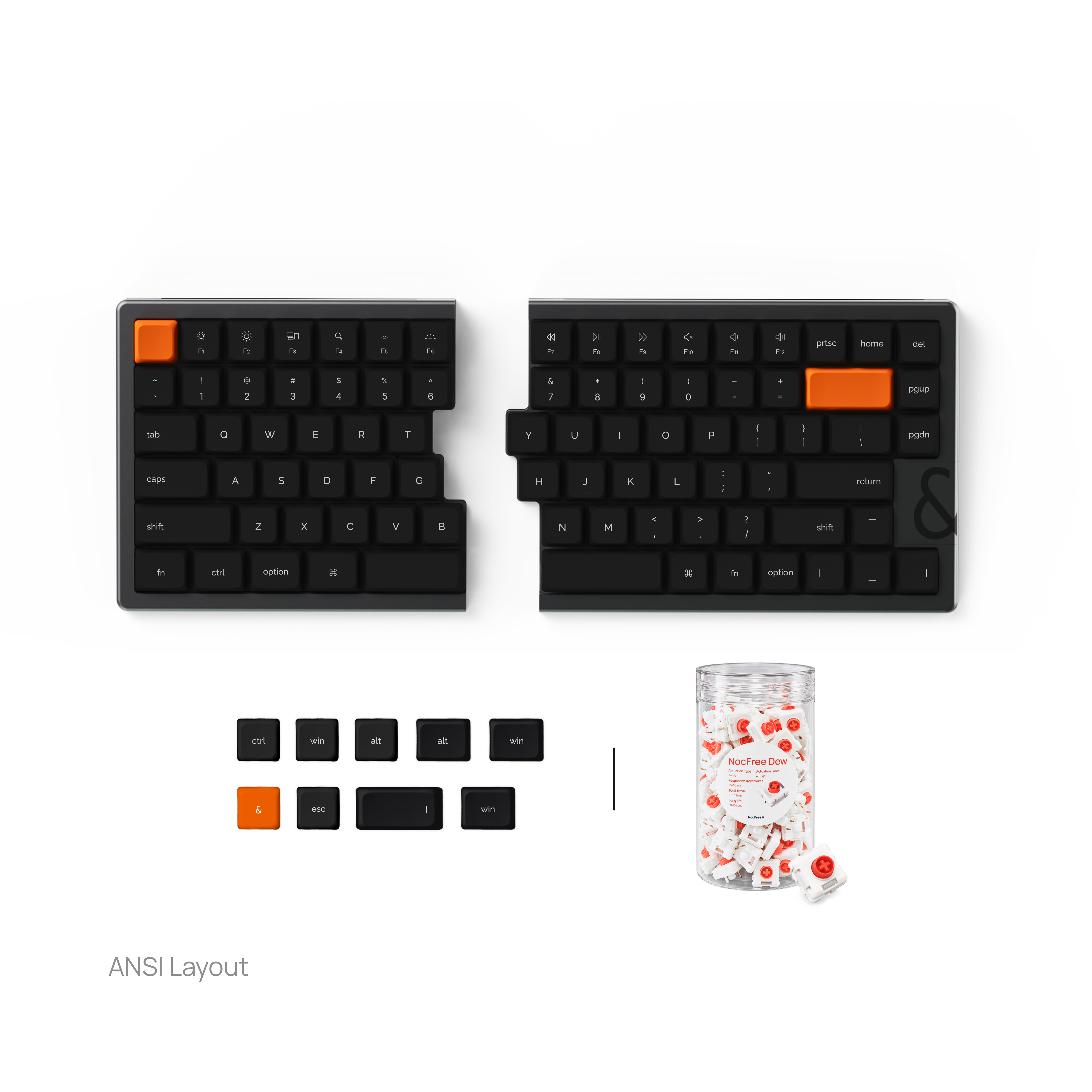 NocFree & Split Ergonomic Mechanical Keyboard – Wireless Bluetooth Keyboard (Pre-Order)