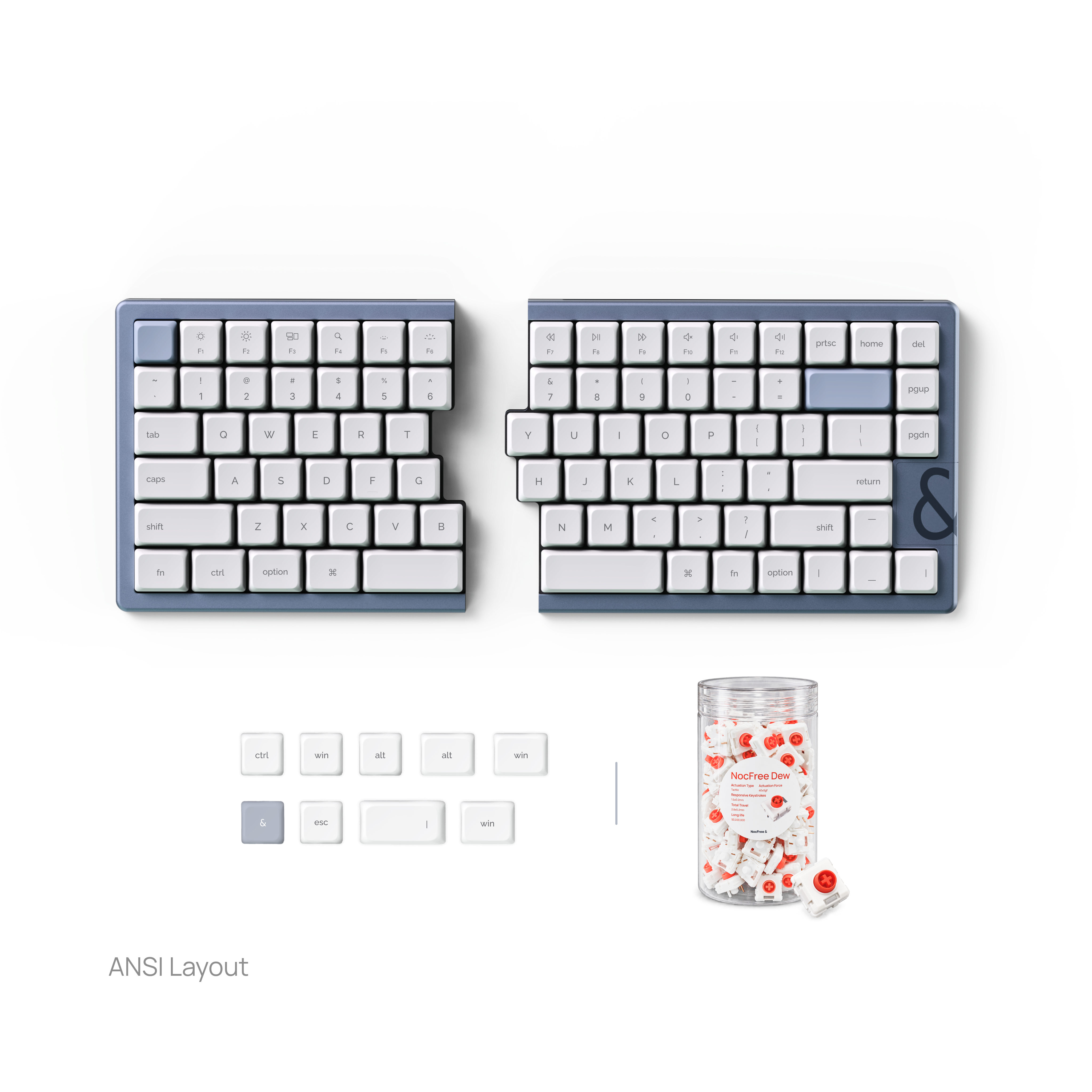 NocFree & Split Ergonomic Mechanical Keyboard – Wireless Bluetooth Keyboard (Pre-Order)