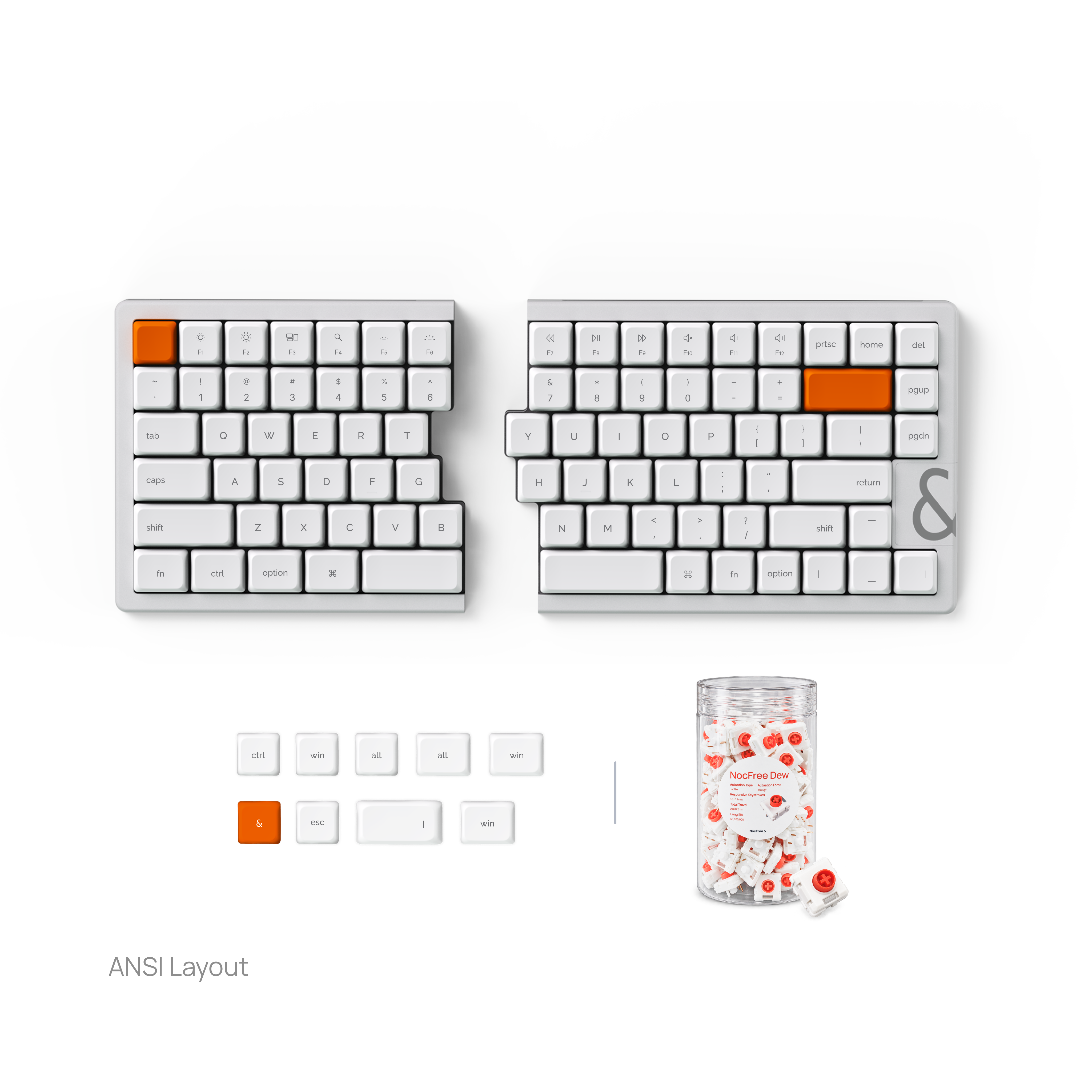 NocFree & Split Ergonomic Mechanical Keyboard – Wireless Bluetooth Keyboard (Pre-Order)