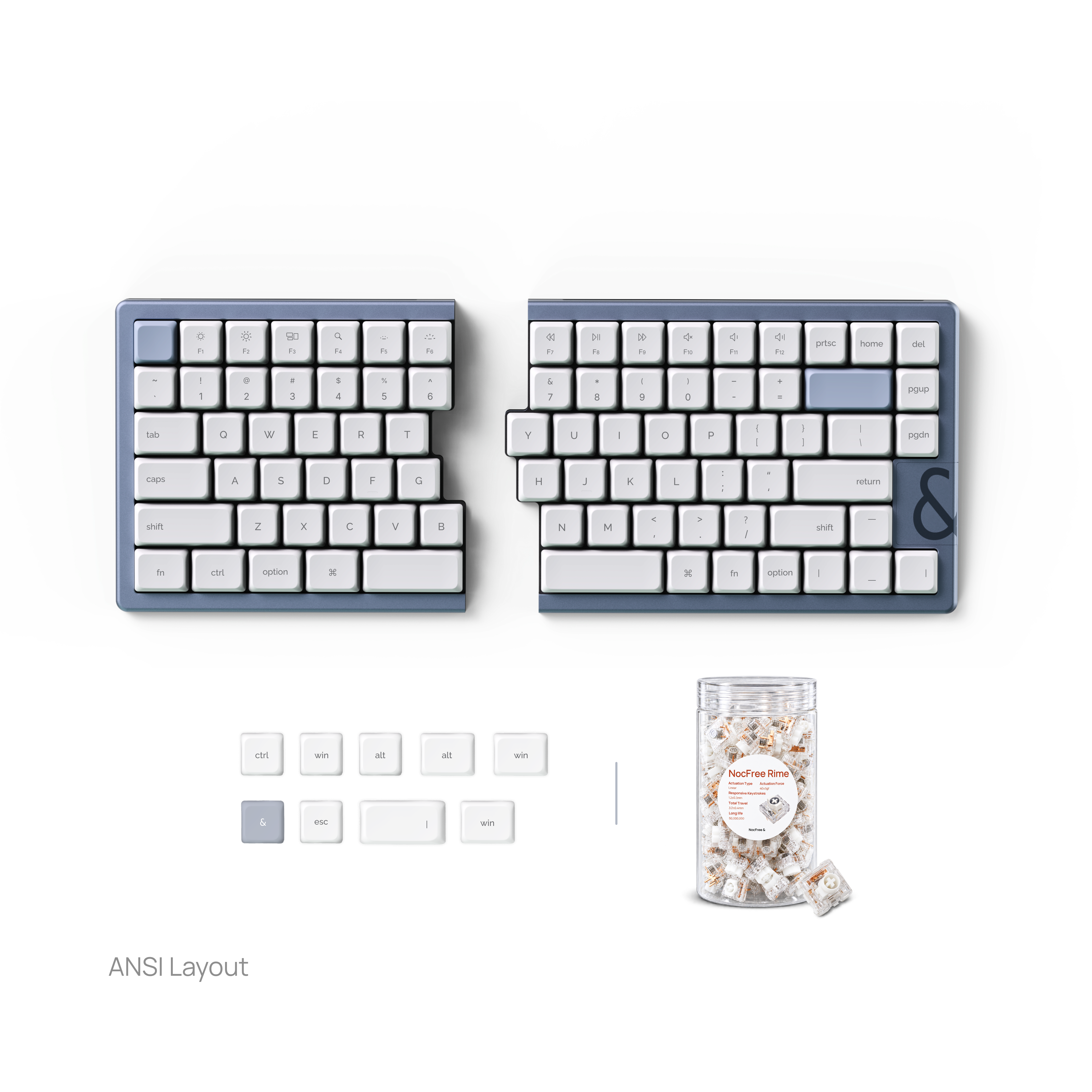 NocFree & Split Ergonomic Mechanical Keyboard – Wireless Bluetooth Keyboard (Pre-Order)