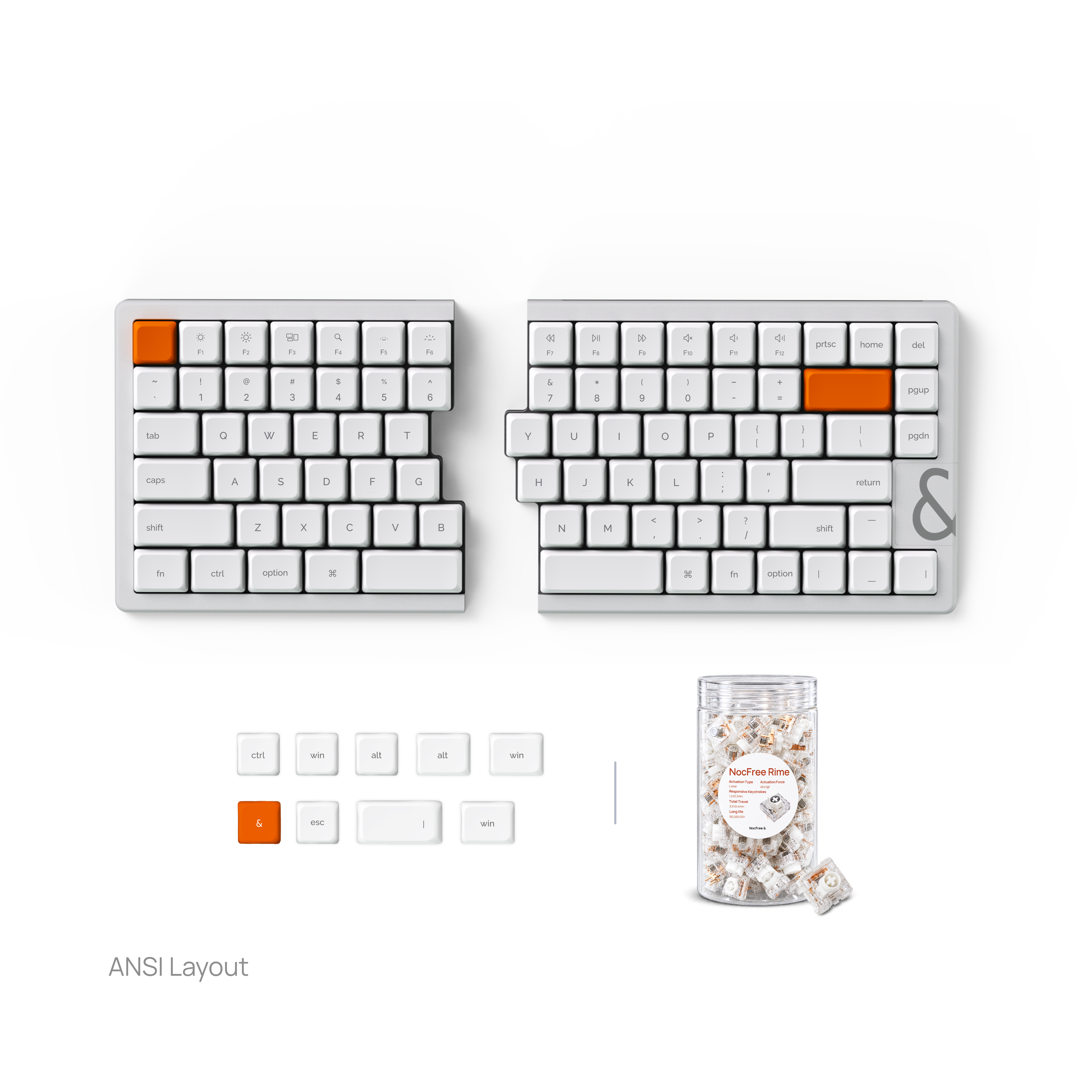 NocFree & Split Ergonomic Mechanical Keyboard – Wireless Bluetooth Keyboard (Pre-Order)