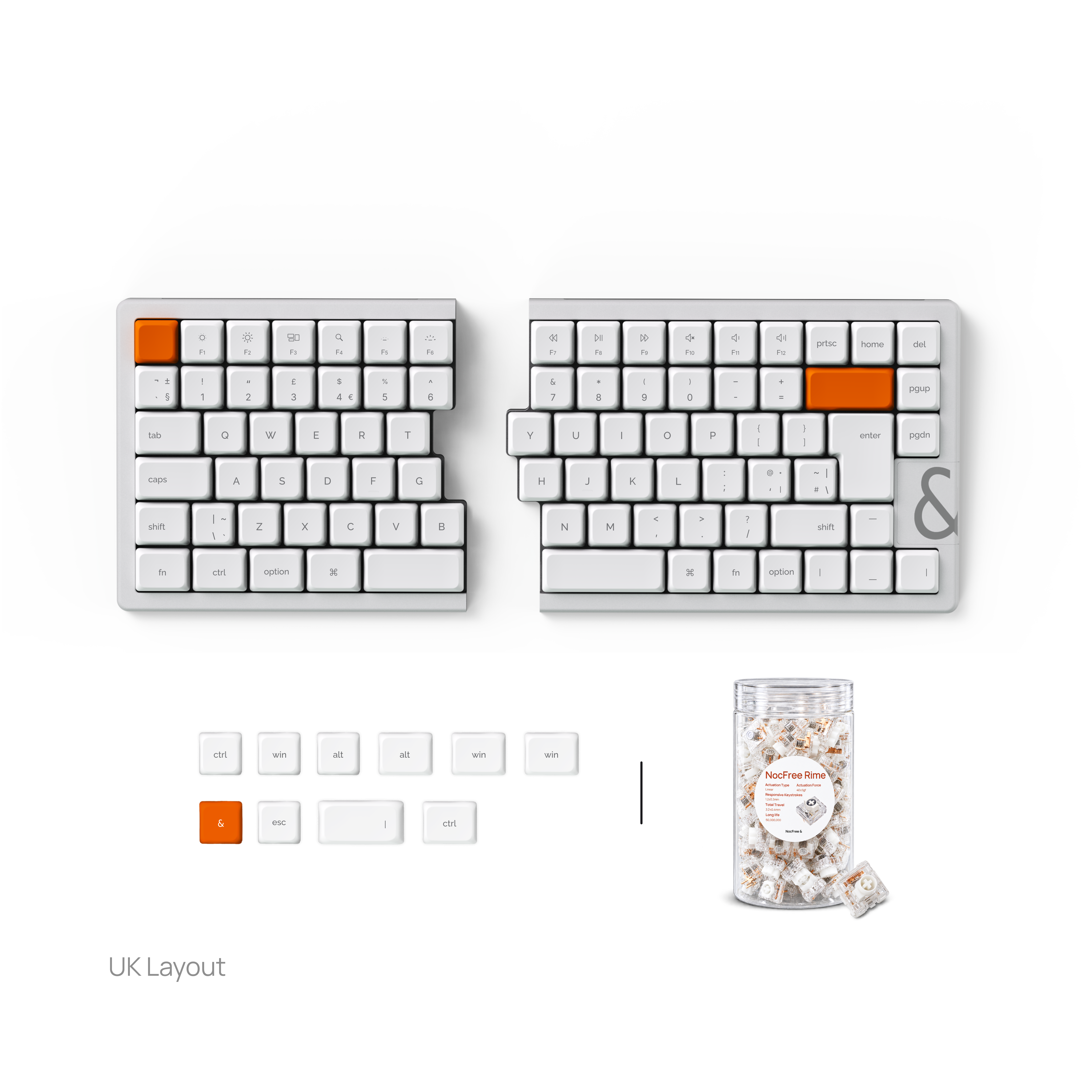 NocFree & Split Ergonomic Mechanical Keyboard – Wireless Bluetooth Keyboard (Pre-Order)
