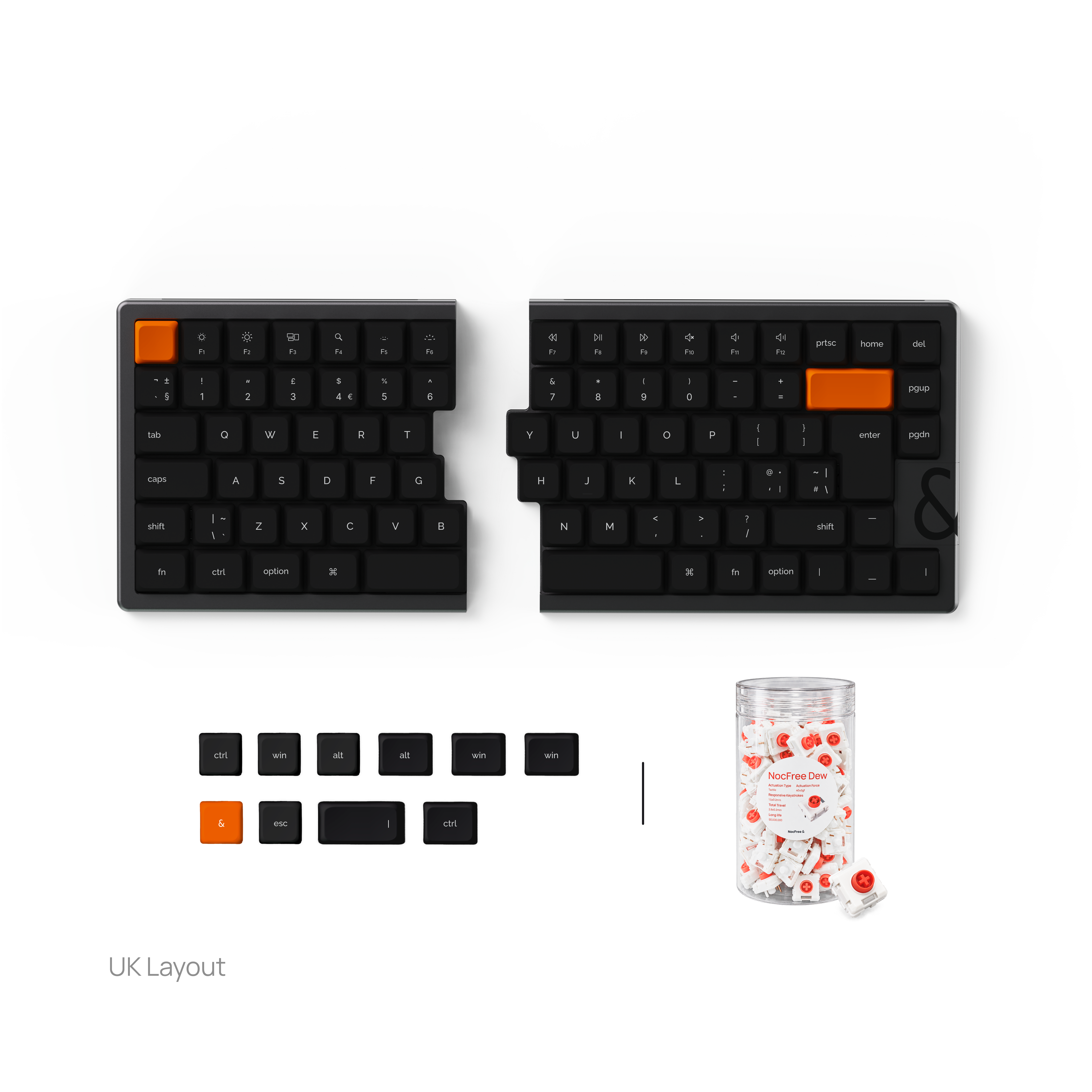 NocFree & Split Ergonomic Mechanical Keyboard – Wireless Bluetooth Keyboard (Pre-Order)